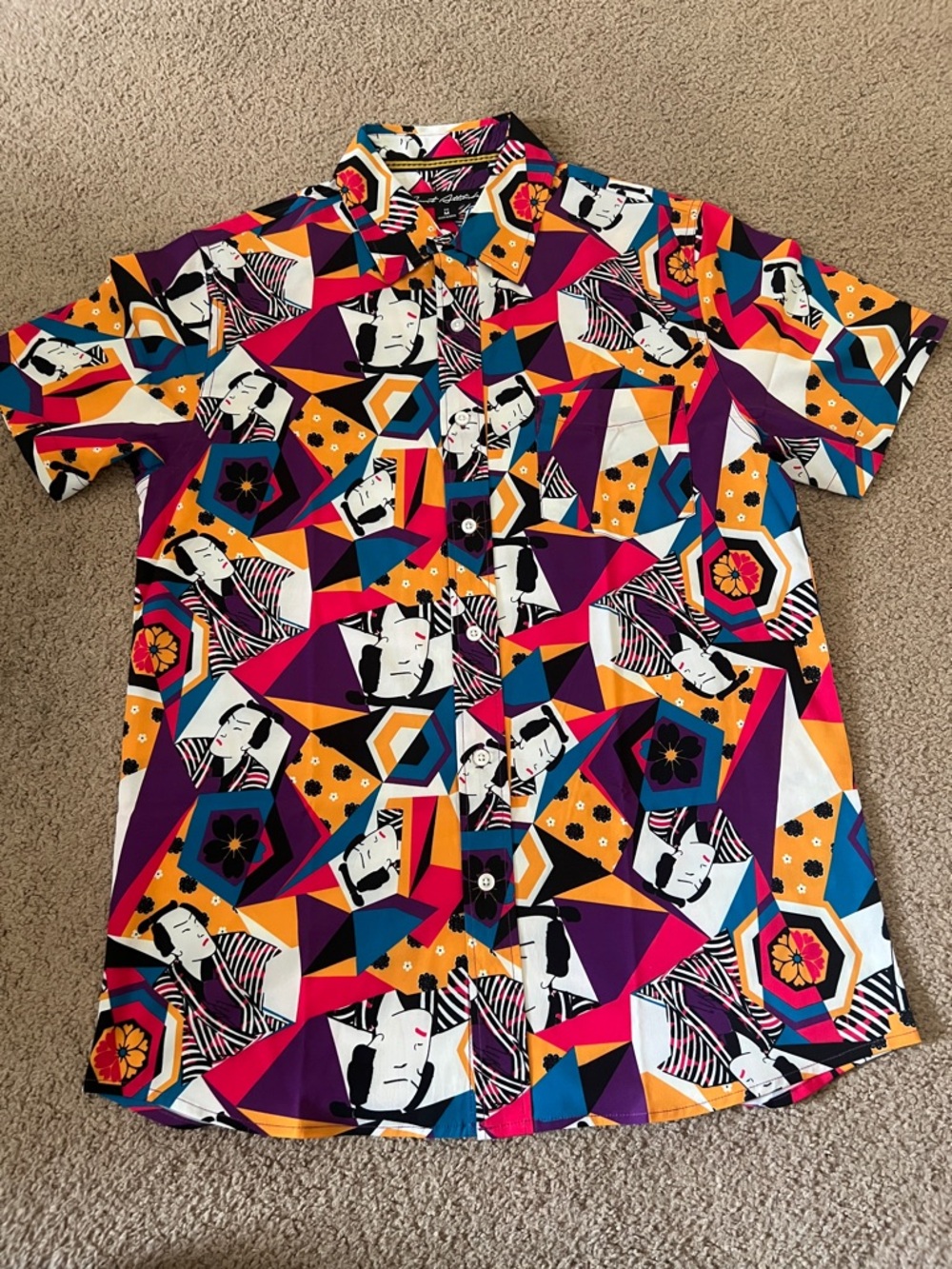 Just Attitude Samurai men’s medium Multicolor Short-Sleeve Button-Down Shirt